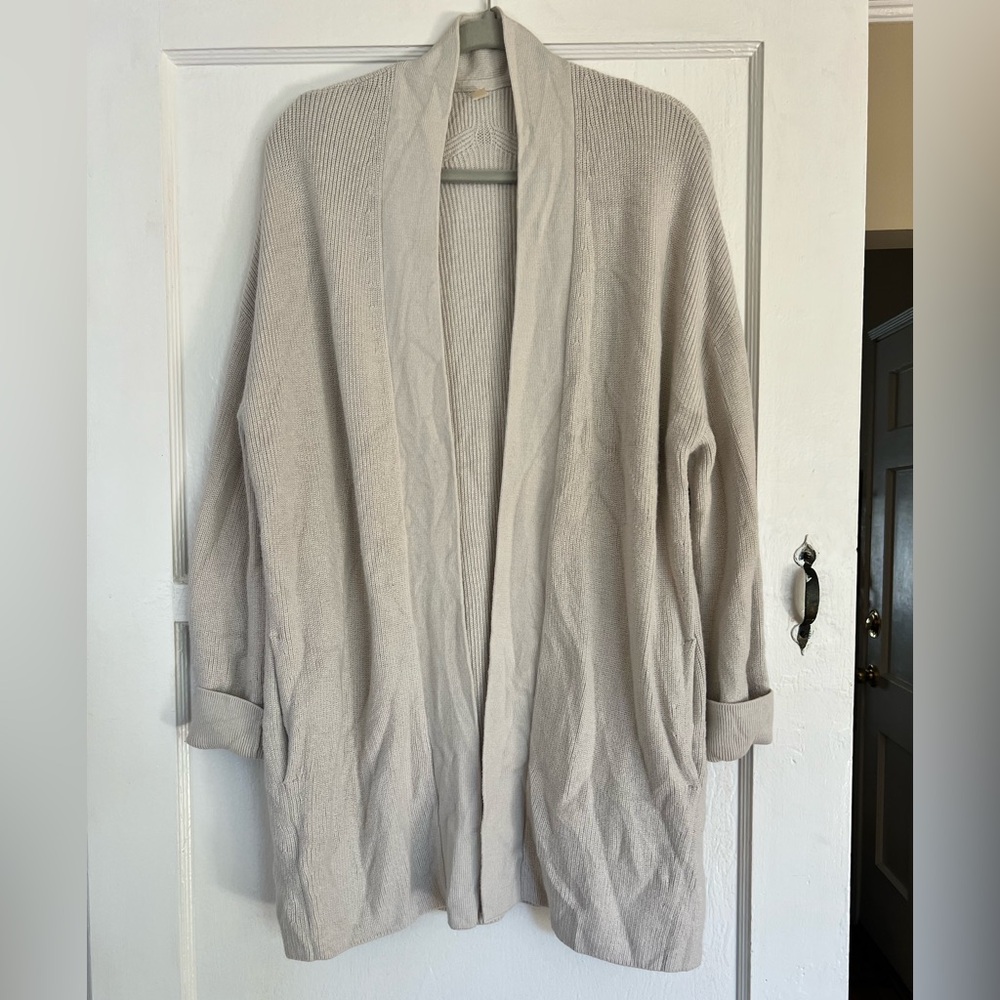 Lululemon Merino Wool-Blend Ribbed Long Wrap Sweater size 10 - bone (off white)